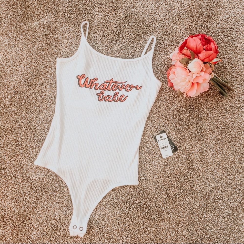 White ribbed bodysuit from Express, new with tags